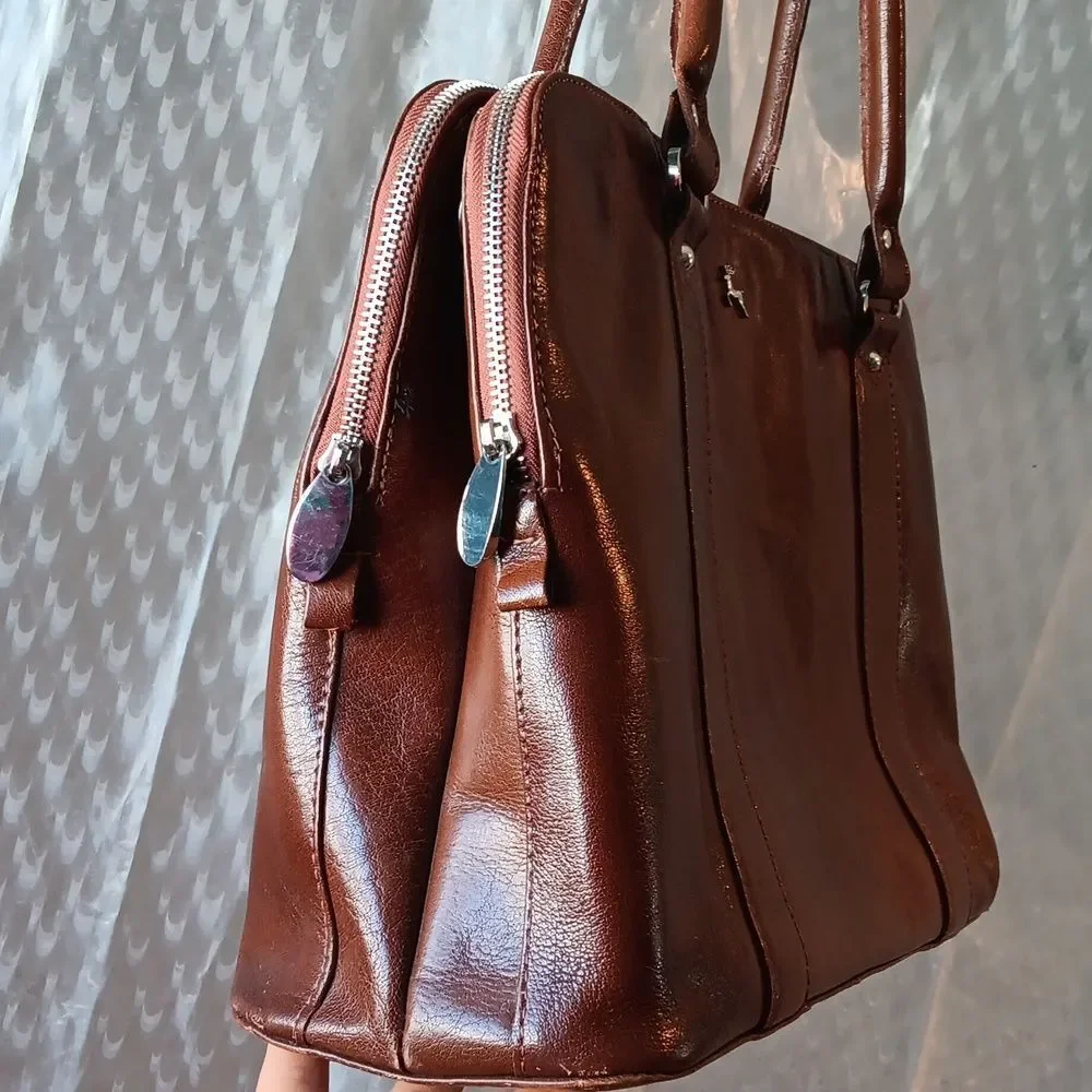 Ashwood Brown Leather Handbag Purse Grab Tote Smart Shoulder Large